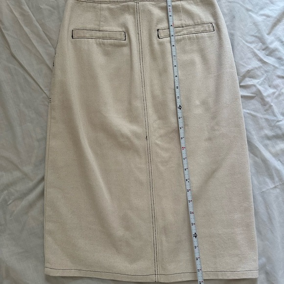 Miou Muse Off White Denim Button-Front Midi Skirt 100% Cotton - Picture 8 of 8